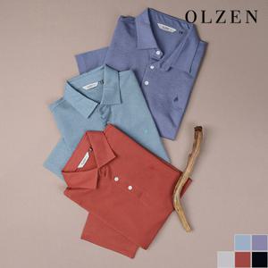 [올젠] 믹스 트리플 반팔 카라 티셔츠 (ZOD2TT1304)