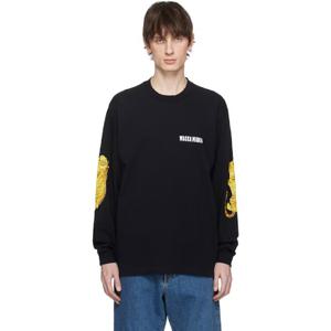 25 FW 와코마리아 남성 블랙 워싱 크루넥 티셔츠 252948M213001