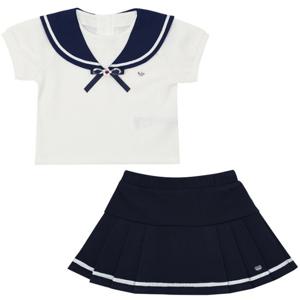 [프랜치켓] 여아 여름 상하복 화이트세일러카라티/주름스커트세