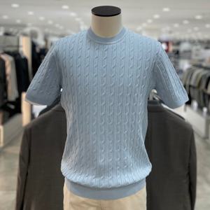 [지오지아]워셔블 꽈배기 반팔 니트티_ABF2ER1103_LBL_DG