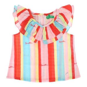 [베네통키즈]스트라이프 프릴 블라우스 QAWS10531