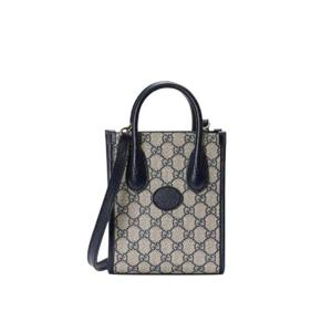 구찌 인터로킹 G 미니 토트백 베이지 블루 671623-K9GSN-4075