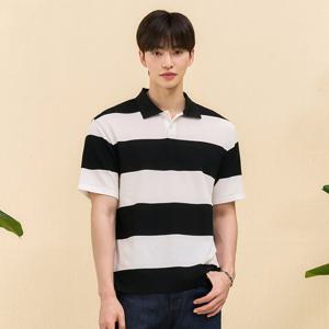 남성 스트라이프 카라 반팔 티셔츠-EBRK5713D03