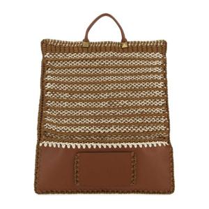 발렌티노 멀티컬러 크로셰 앤 가죽 쇼핑백 XY2B0B39BHA GA1