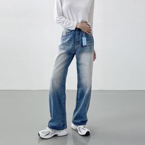 샵앤) 여성 6사이즈 3기장 히든밴딩 와이드 중청 워싱 청바지 INT-WPT-20536-숏