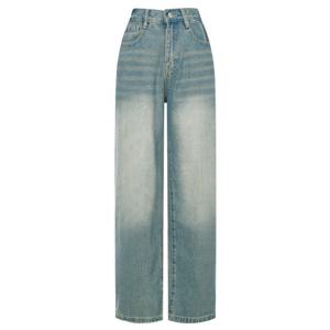 샵앤) 여성 6사이즈 3기장 뒷밴딩 와이드 워싱 청바지 INT-WPT-20541-숏