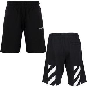 25 FW 오프 화이트 다이애그 프린트 코튼 저지 스웨트 반바지 블랙 OMCI006C99FLE0011001