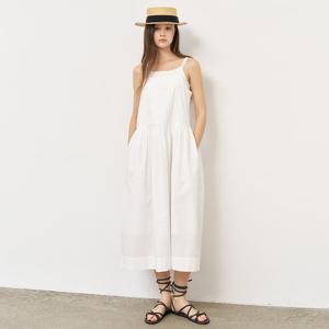 WOMAN 루즈핏 코튼 슬리브리스 롱 원피스 [WHITE] / WBE2L15508