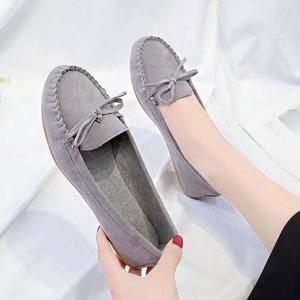스웨이드 여성 데일리 발 편한 신발 리본 모카신