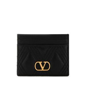 VALENTINO GARAVANI Black nappa leather Quiltie 67 card holder 7W2P0AS1MIC 0NO