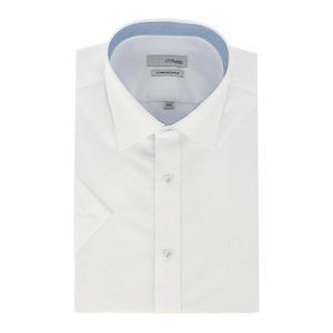 [에스티듀퐁(셔츠)]화이트 스트레치 슬림핏 반소매 셔츠 SE5MM22HS751SWH