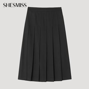 [쉬즈미스] 스판 플리츠 롱스커트_SWWSKP32070_BK