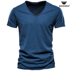 남성 빈티지 V넥 면티 데일리 무지 반팔티 WI054T