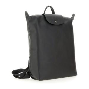 롱샴 블랙 가죽 플랩 클로저 탑 핸들 백팩 10287 987001