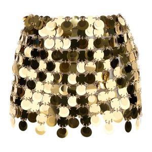 파코라반 골드 맥시 시퀸 미니 스커트 25PIJU046PS0133 P710