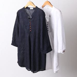 나야홍 / 빅사이즈단추남방 D738L506 우드버튼7부남방셔츠 OL