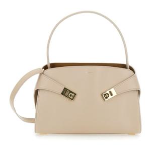 페라가모 베이지 가죽 스트럭처드 숄더 백 219816 0780594