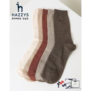 [헤지스] HJSS5E501WT_남성 퍼피자수 골지 장목 양말 5종 세트