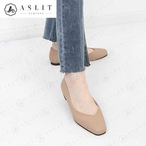 [애슬릿] 여성 누박 스퀘어 뾰족 아구 구두 플랫 슈즈