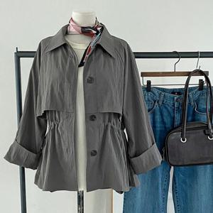 샵앤) 여성 카라넥 허리조절 간절기 하프 루즈핏 점퍼 DGB-WJP-4774-진그레이