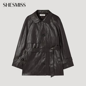 [쉬즈미스] 레더 벨티드 트렌치 코트_SWWBYP32010_DW