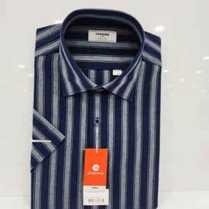 [레노마셔츠]스트라이프 서커 일반핏 반팔 셔츠 RNUSG1437_DG