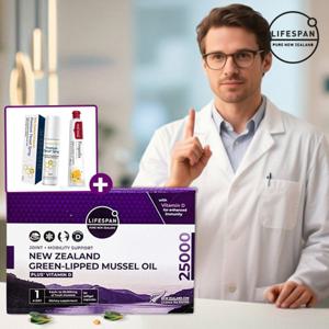 [2025 신제품] 라이프스팬 초록입홍합오일 25000 90정 비타민D함유+프로폴리스+치약