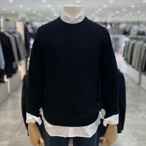 [지오지아]양두 긴팔 풀오버 라운드 니트_ABF1ER1101_BK_DG