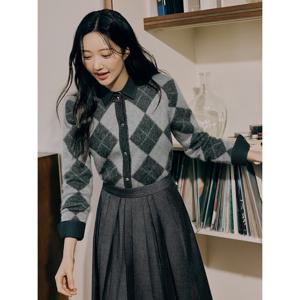 [빈폴레이디스]아가일 라운드넥 카디건  그레이 (BF495AC083)