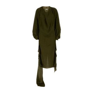 페라가모 올리브 그린 실크 원피스 13G490780596 OLIVE