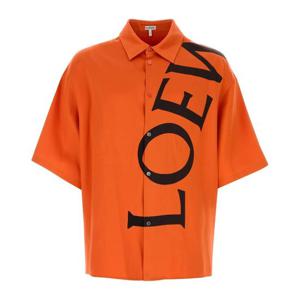 로에베 오렌지 실크 반팔 셔츠 H526Y05WDV ORANGEBLACK