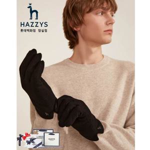 [헤지스ACC][선물포장]HJGV4F022G3_남성 다크그레이 로고 베이직 울 장갑