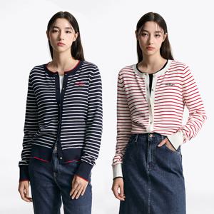 [공식][타미힐피거] 스트라이프 로고 크루넥 가디건 2종 택1 (T22F6KCD030WT1)