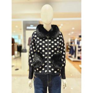 [르니앤맥코이]도트 페이크 퍼 폼폼  니트 자켓 MM12KJ706HJY