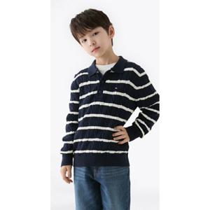 [타미힐피거칠드런] 케이블 스트라이프 폴로 스웨터 T42F6WWO070BT1