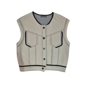 [르니앤맥코이(여성)]바이어스 포인트 똑딱이 니트 조끼(MM12KV700HJY)