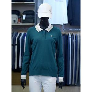 팜스프링스 세이브존03 팜스프링스 여성 골프 가을 배색 포인트 카라 니트 ATSKTL243406A