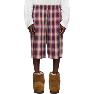 25 FW 아크네 남성 레드   네이비 체크 쇼츠 252129M193007