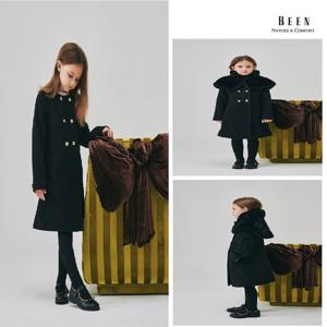 [빈]BZ64CT01BK 블랙 퍼 케이프 울 코트