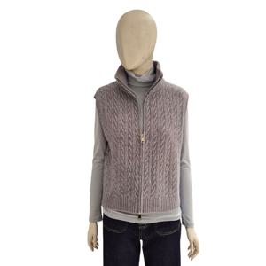 [에이비에프지]꽈배기 패턴 하이넥 집업 니트 조끼 ADZ4HV32J