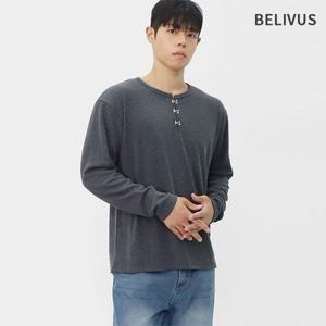 빌리버스 남자 니트 긴팔 오버핏 헨리넥 간절기 티셔츠 BOAS001