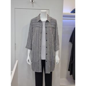 [벨리시앙]벨리시앙 스트라이프 셔츠카라 롱 자켓 JK3250