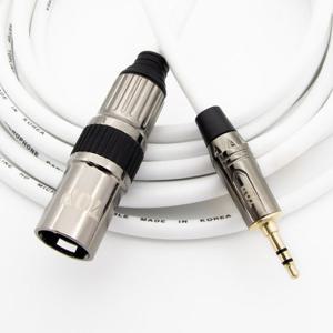 HDTOP 국산 메탈 3.5스테레오 XLR수 마이크케이블 화이트 1.5M HT-TP3264