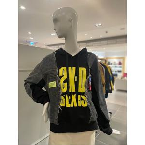 르니앤맥코이 데님 배색 레터링 프린트 후드 티셔츠 (MM11TS516HJZ)