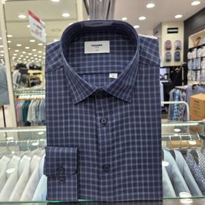 [레노마셔츠]멜란 그라데이션 체크 슬림핏 긴소매RPFSL0533NY_GN