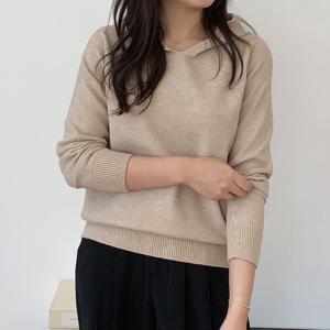 샵앤) 여성 후드 홀가먼트 베이직 무지 기본 니트티 21DS-WKN-4980-베이지