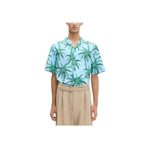 자크뮈스 라 슈미즈 진 반소매 셔츠 - 프린트 팜트리 스타 블루  255SH20116773EJ