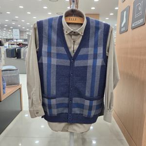 [엘르옴므]V넥 체크 오픈조끼/TBEFR-65330_IC