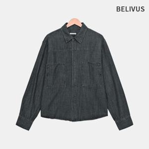 빌리버스 남자 가을 신상 코튼 데님 버튼 랩 포켓 청자켓 셔츠 BXR061