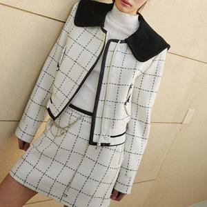 에고이스트 탈부착 니트 카라 체크 트위드 자켓 (ER1WJ160)